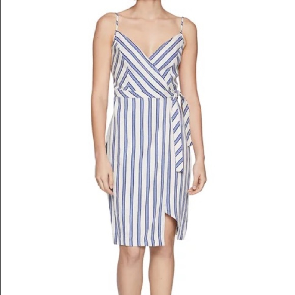 BCBGeneration Blue and White Striped True Wrap Dress in Size XS